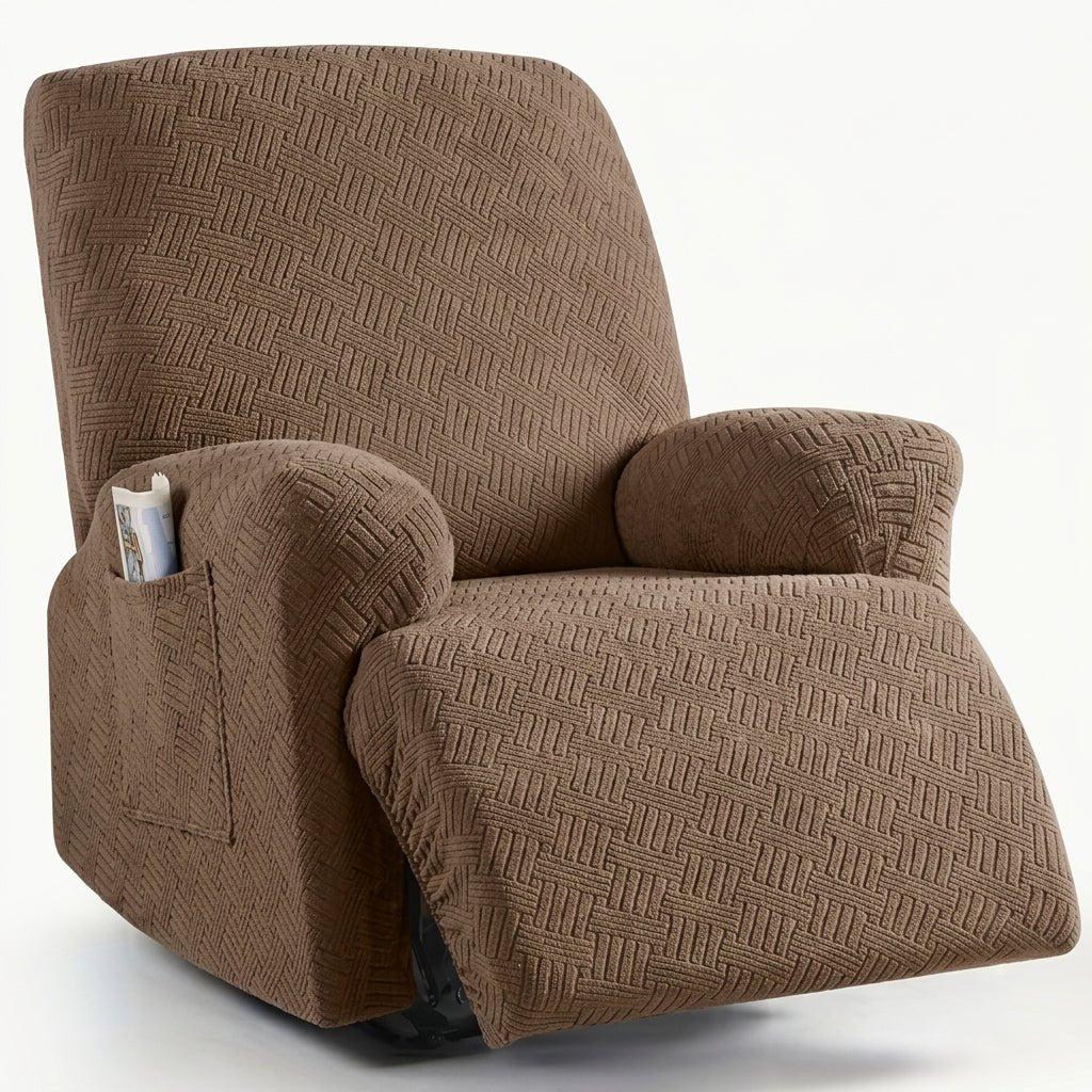 Recliner Chair Cover with Side Pocket - Sofa Cover - Light Brown - Seravelle Home