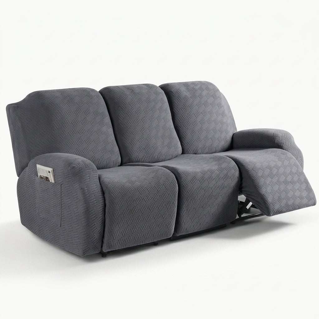 Recliner Chair Cover with Side Pocket - Sofa Cover - Dark Grey - Seravelle Home