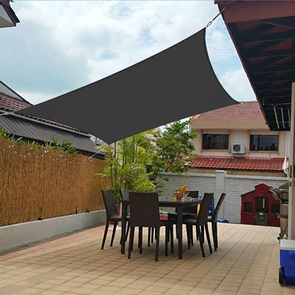 Rectangular Shade Sail with UV Protection for Patio and Garden - Shade Sails - Black - Seravelle Home