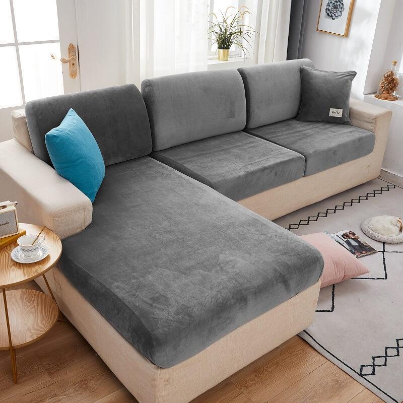 Removable Stretch Sofa Cushion and Pillow Cover - sofa cushion covers - Light grey - Seravelle Home