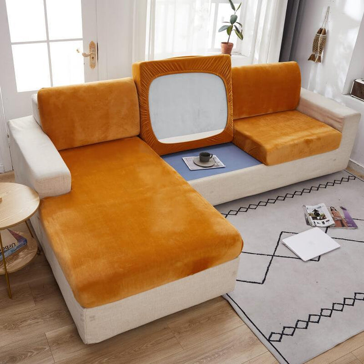 Removable Stretch Sofa Cushion and Pillow Cover - sofa cushion covers - Gold - Seravelle Home