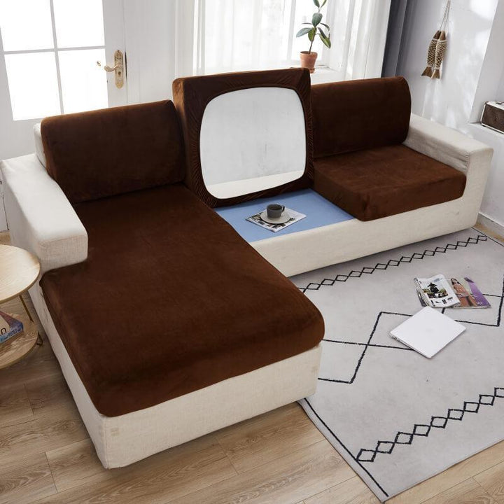 Removable Stretch Sofa Cushion and Pillow Cover - sofa cushion covers - Coffee - Seravelle Home