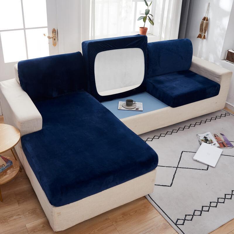 Removable Stretch Sofa Cushion and Pillow Cover - sofa cushion covers - Navy - Seravelle Home