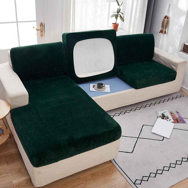 Removable Stretch Sofa Cushion and Pillow Cover - sofa cushion covers - Dark green - Seravelle Home