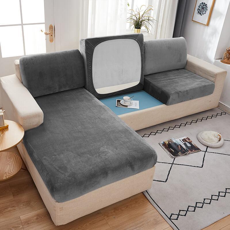 Removable Stretch Sofa Cushion and Pillow Cover - sofa cushion covers - Light grey - Seravelle Home