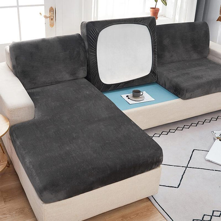 Removable Stretch Sofa Cushion and Pillow Cover - sofa cushion covers - Dark grey - Seravelle Home