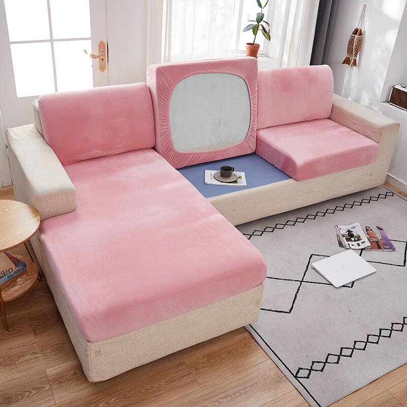 Removable Stretch Sofa Cushion and Pillow Cover - sofa cushion covers - Pink - Seravelle Home