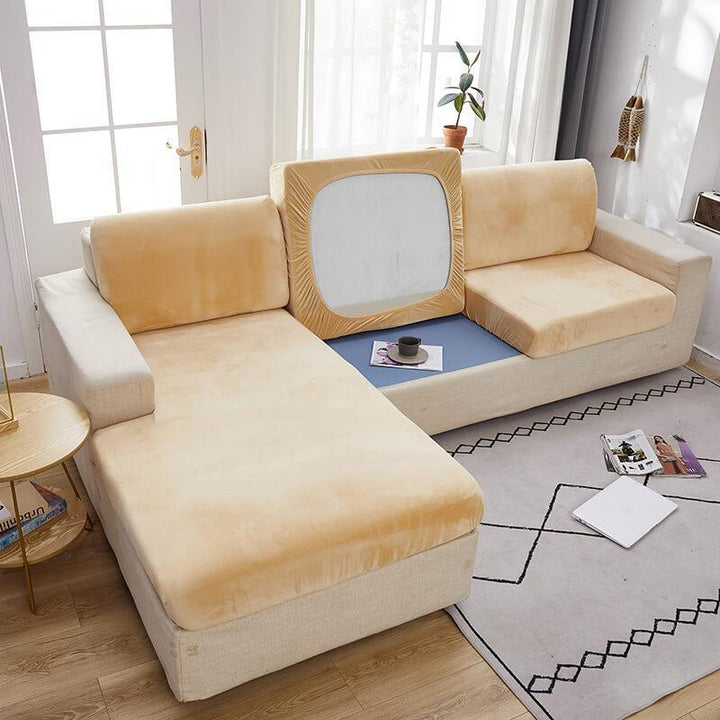 Removable Stretch Sofa Cushion and Pillow Cover - sofa cushion covers - Beige - Seravelle Home
