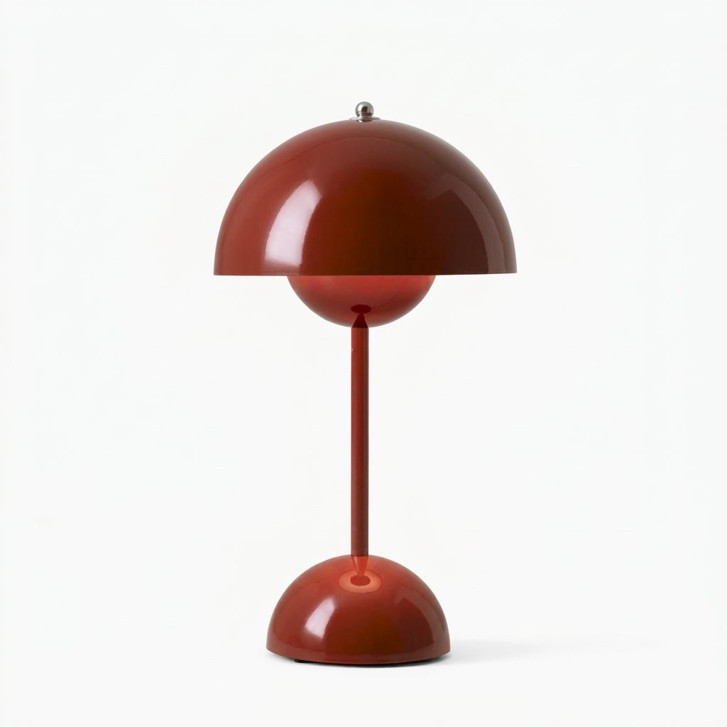 Retro Table Lamp with Mushroom-shaped Shade - Table Lamp - Red - Seravelle Home