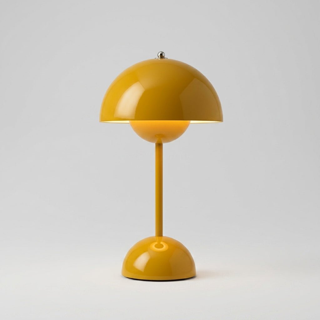Retro Table Lamp with Mushroom-shaped Shade - Table Lamp - Yellow - Seravelle Home