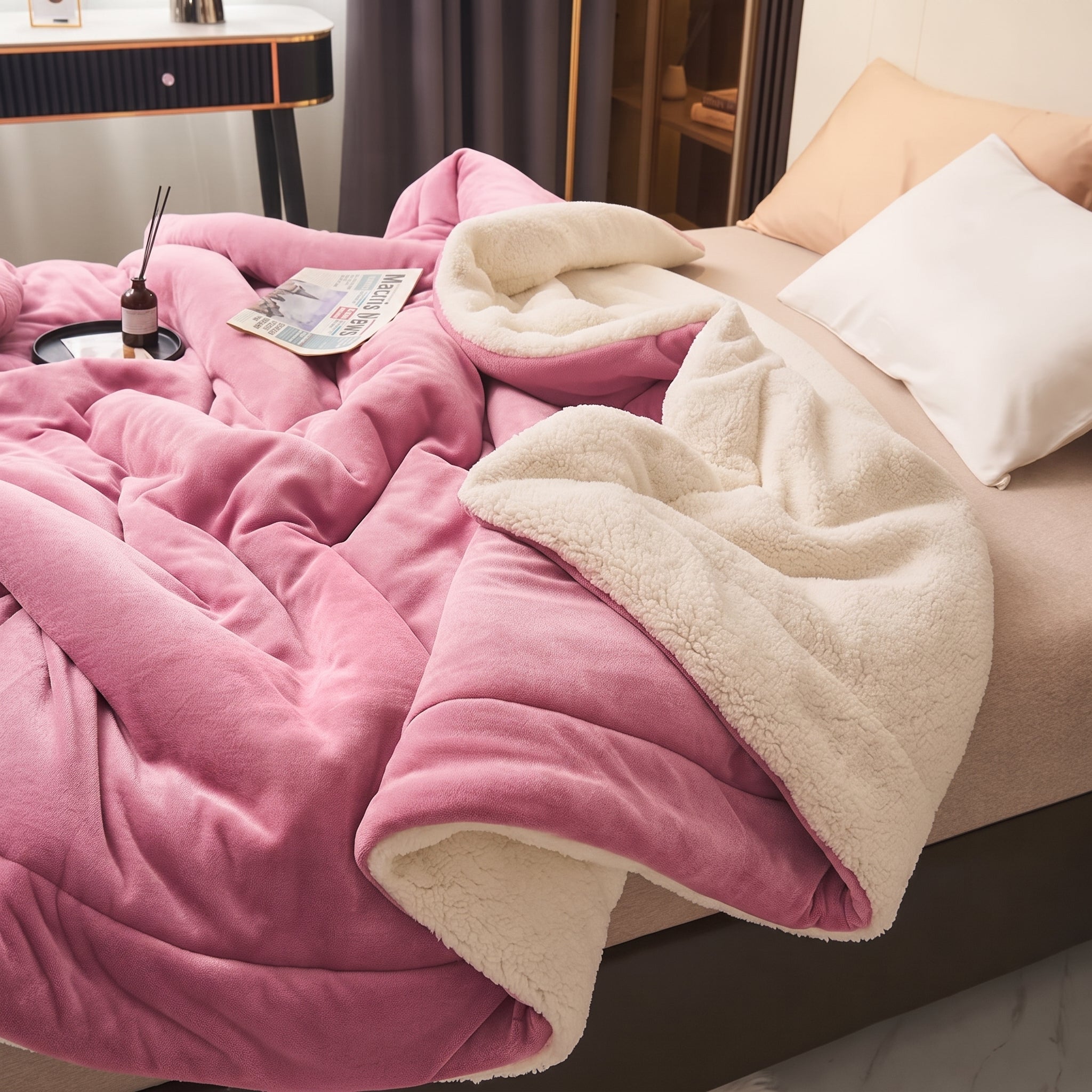 Reversible Throw Blanket with Smooth and Soft Surface - Blankets - magenta - Seravelle Home