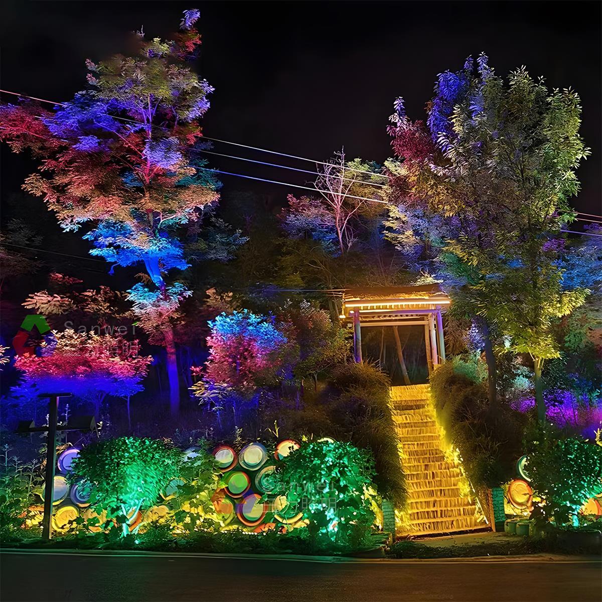 RGB LED Landscape Spotlight Outdoor Waterproof Garden Tree spotlight - Flood & Spot Lights - 24W - Seravelle Home