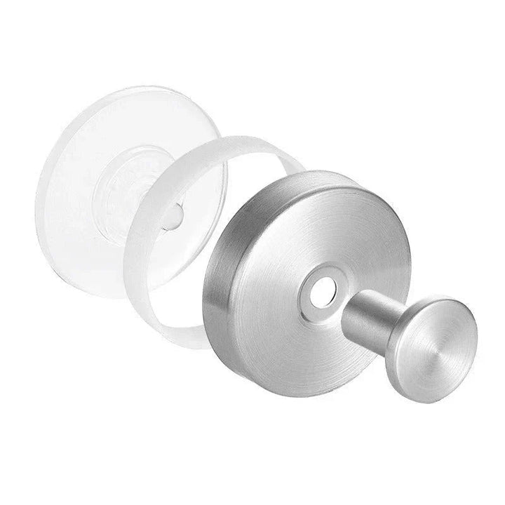 Round suction wall hook with button design - Wall Hook - Silver - Seravelle Home