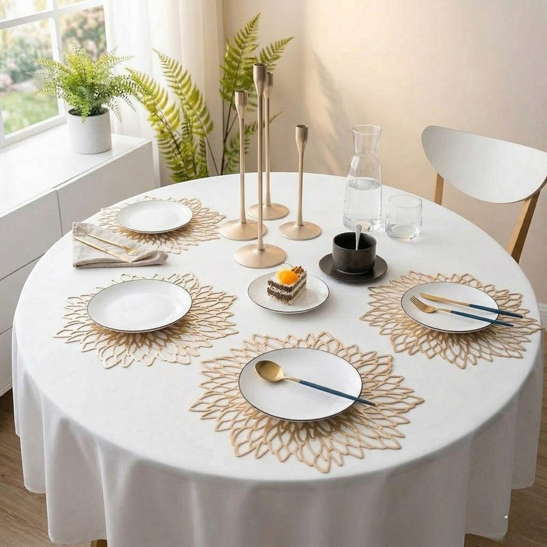 Round Table Mat with Cut - Out Floral Pattern - Placemats - Seravelle Home