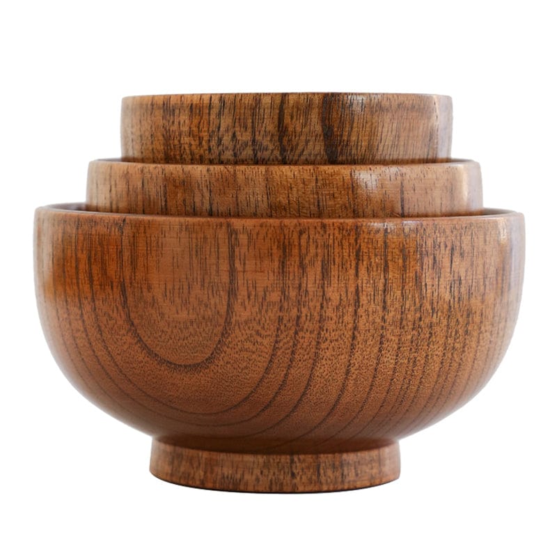 Round Wooden Bowl with Stand Base - Wooden Bowl - 9.5x6.5 cm - Seravelle Home