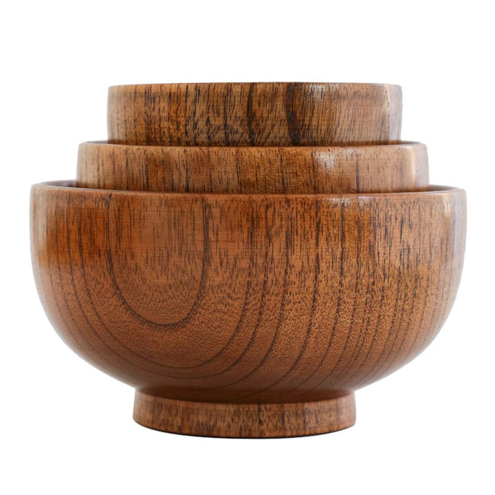 Round Wooden Bowl with Stand Base - Wooden Bowl - 9.5x6.5 cm - Seravelle Home