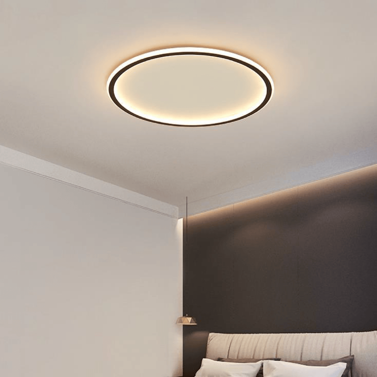 Scandinavian Round LED Ceiling Light Modern Design - Ceiling Light - Black - Seravelle Home