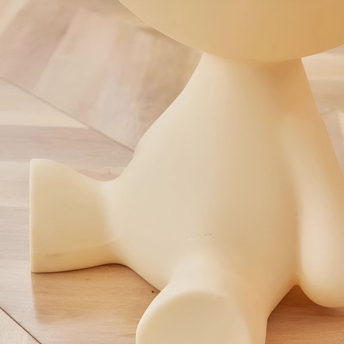 Sculptural Round Side Table with Novelty Sitting Figure Base - End Tables - Cream - Seravelle Home