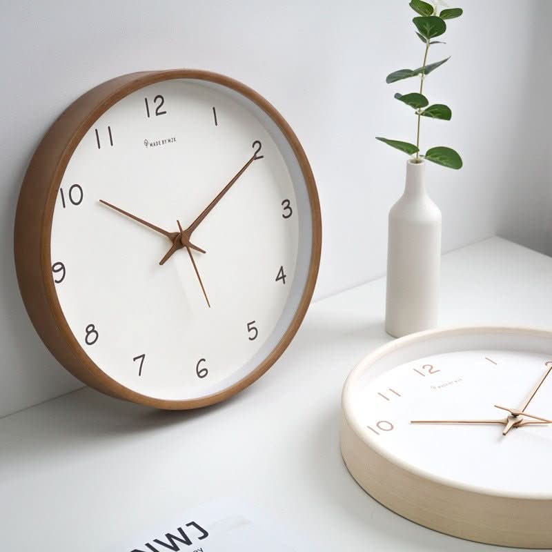 Analog Wall Clock Made of Solid Wood with Silent Movement