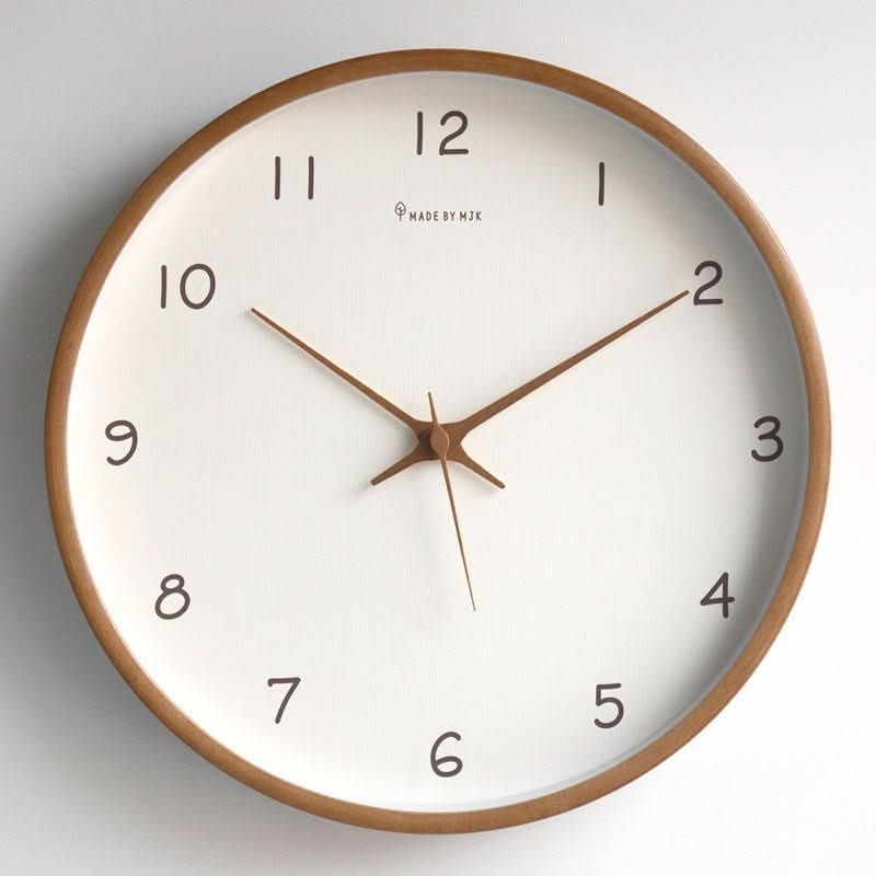 Analog Wall Clock Made of Solid Wood with Silent Movement