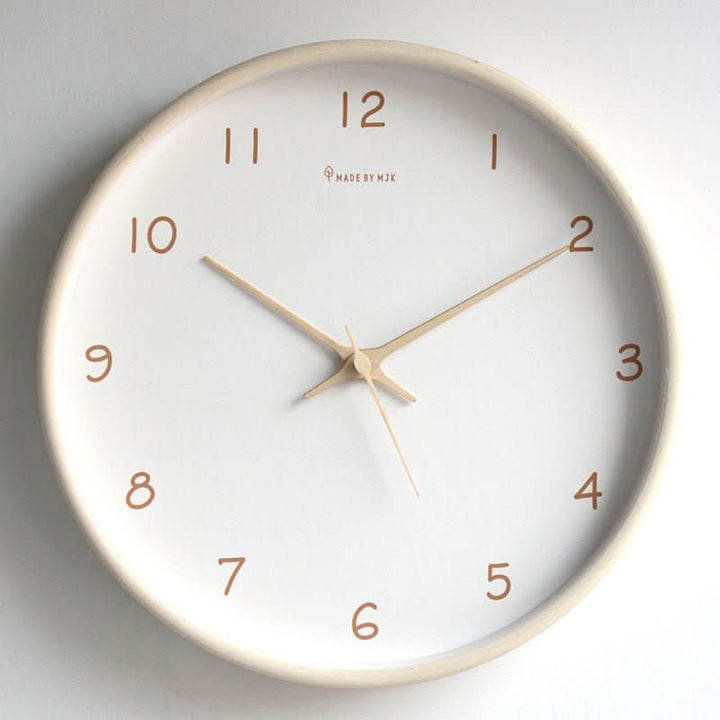 Analog Wall Clock Made of Solid Wood with Silent Movement
