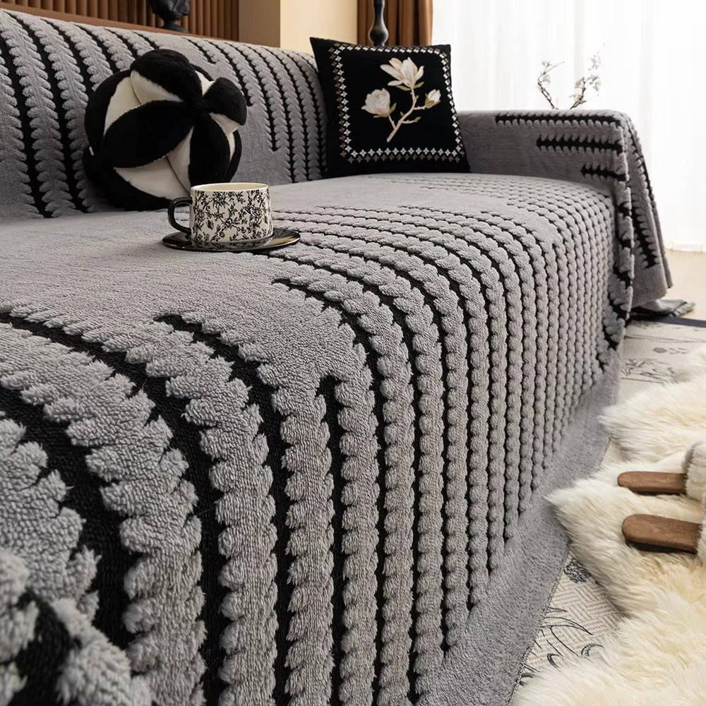 Sofa Cover Tufted Stripe Pattern - Sofa Cover - Ash Twilight - Seravelle Home