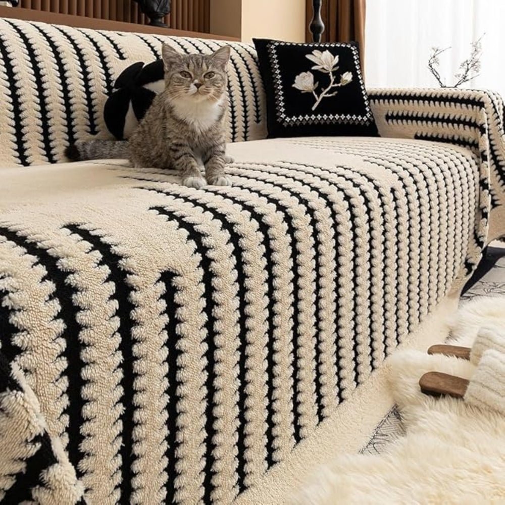 Sofa Cover Tufted Stripe Pattern - Sofa Cover - Taupe Harmony - Seravelle Home
