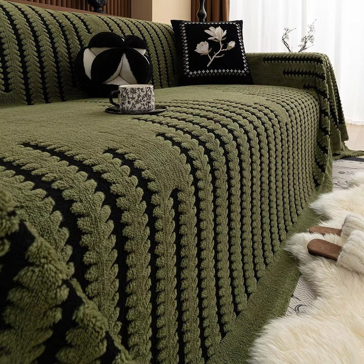 Sofa Cover Tufted Stripe Pattern - Sofa Cover - Moss Depth - Seravelle Home