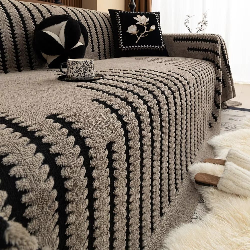 Sofa Cover Tufted Stripe Pattern - Sofa Cover - Taupe Harmony - Seravelle Home