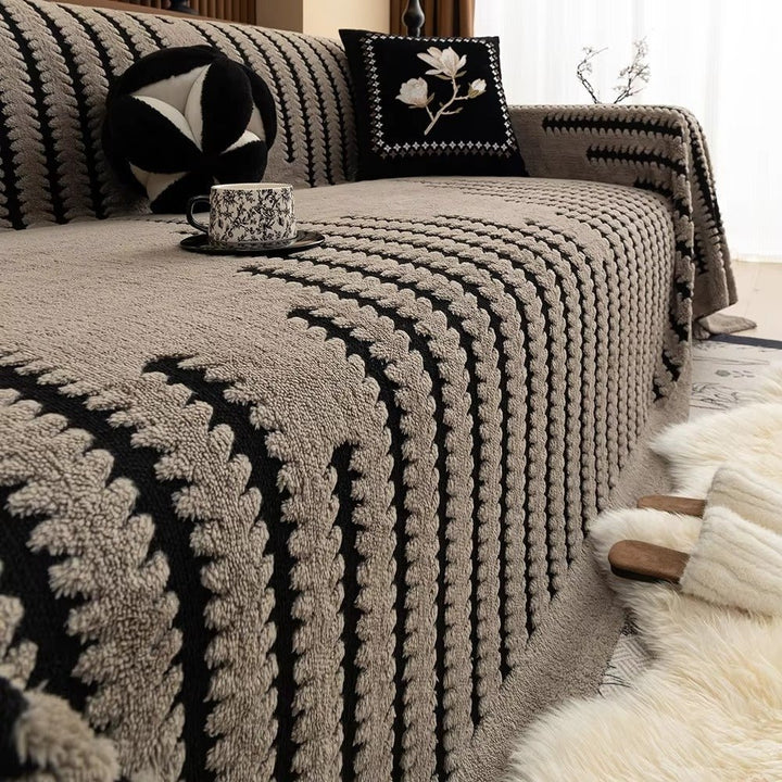 Sofa Cover Tufted Stripe Pattern - Sofa Cover - Taupe Harmony - Seravelle Home