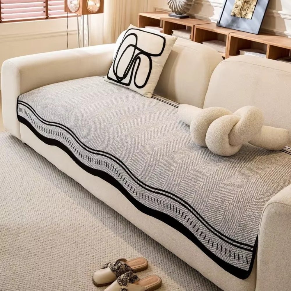 Sofa Cover with Wave Edge Design - Sofa Covers - Olive Charm - Seravelle Home