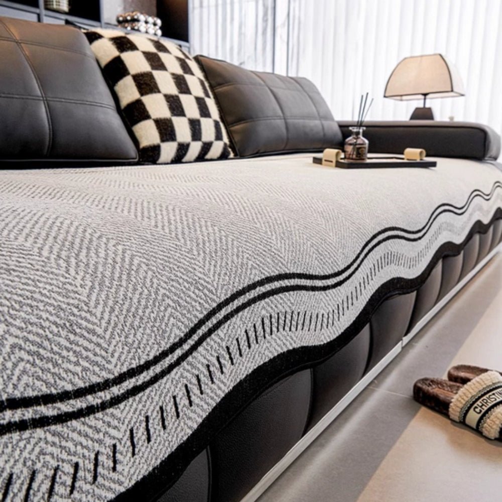 Sofa Cover with Wave Edge Design - Sofa Covers - Stone Drift - Seravelle Home