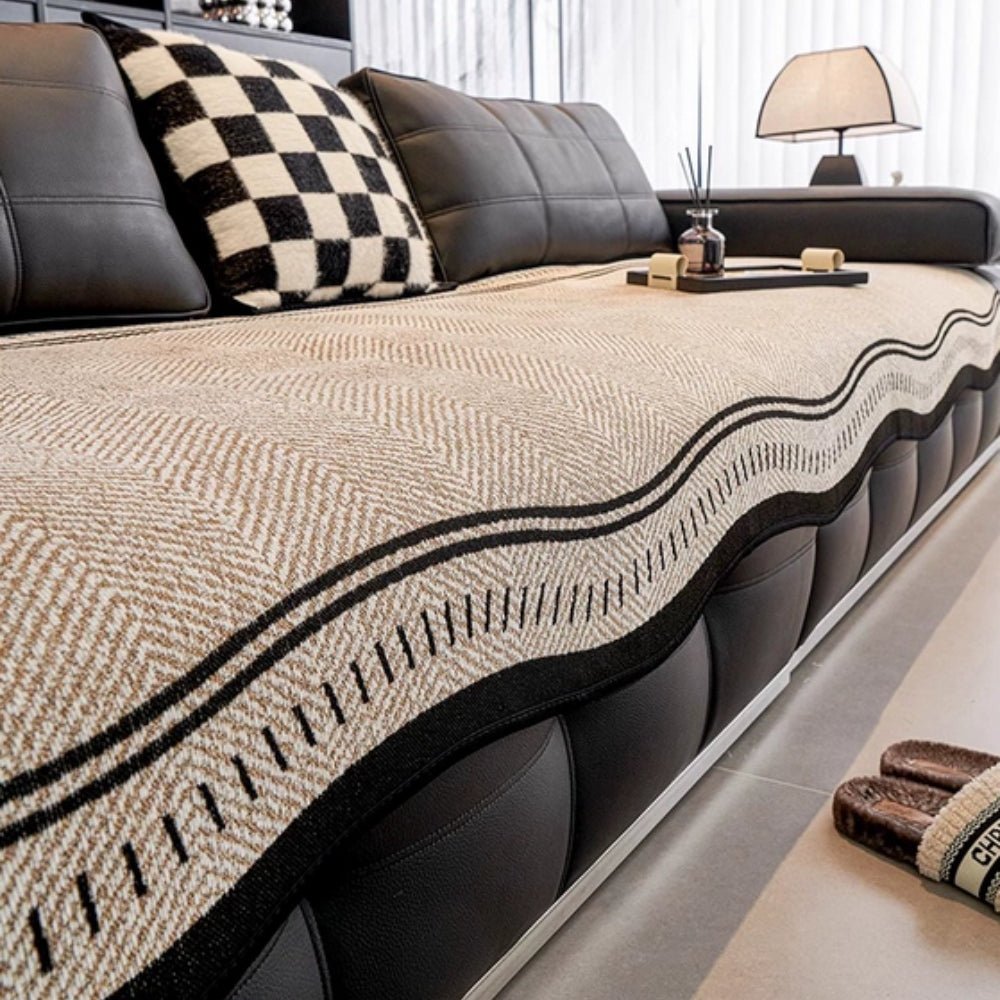 Sofa Cover with Wave Edge Design - Sofa Covers - Desert Wave - Seravelle Home