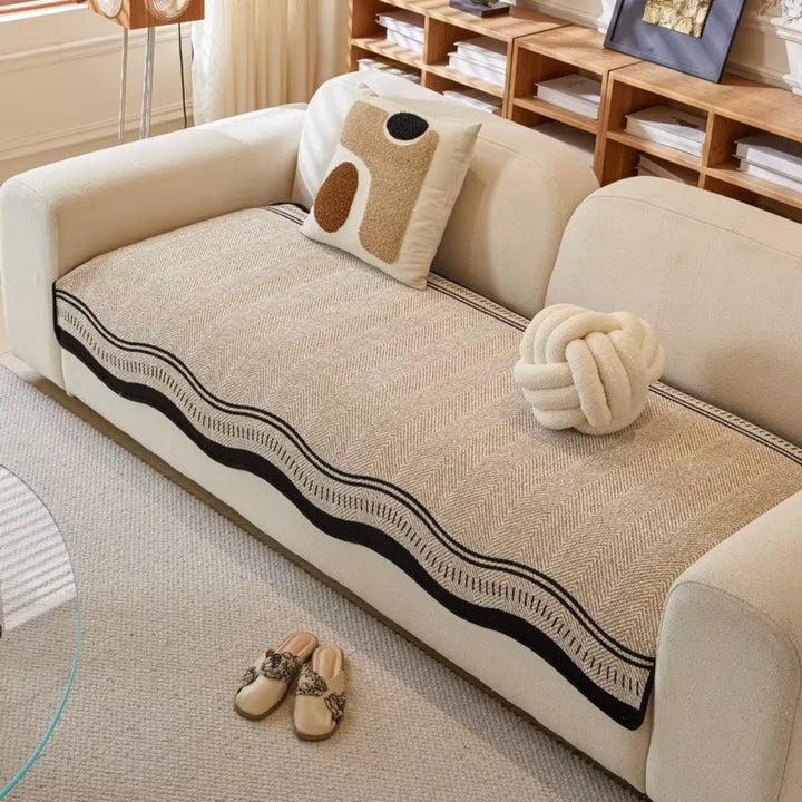 Sofa Cover with Wave Edge Design - Sofa Covers - Olive Charm - Seravelle Home