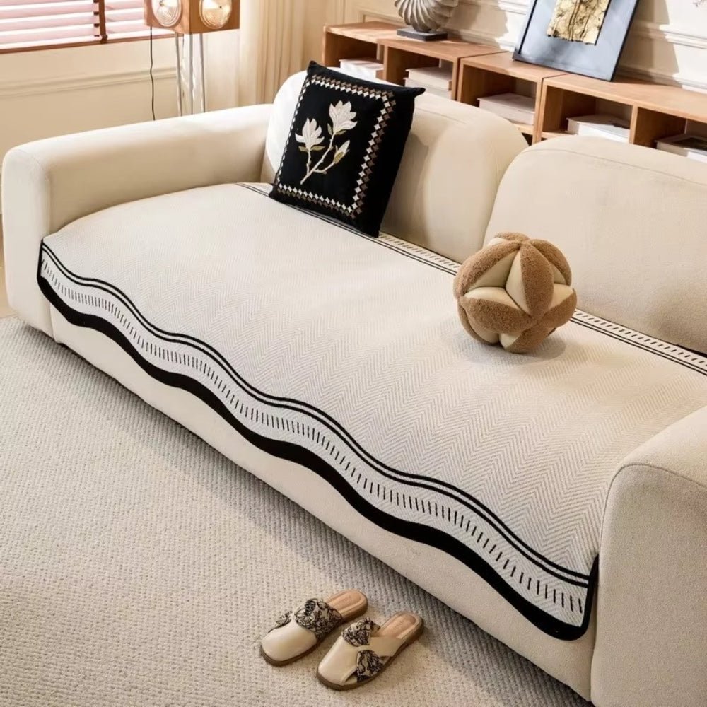 Sofa Cover with Wave Edge Design - Sofa Covers - Olive Charm - Seravelle Home