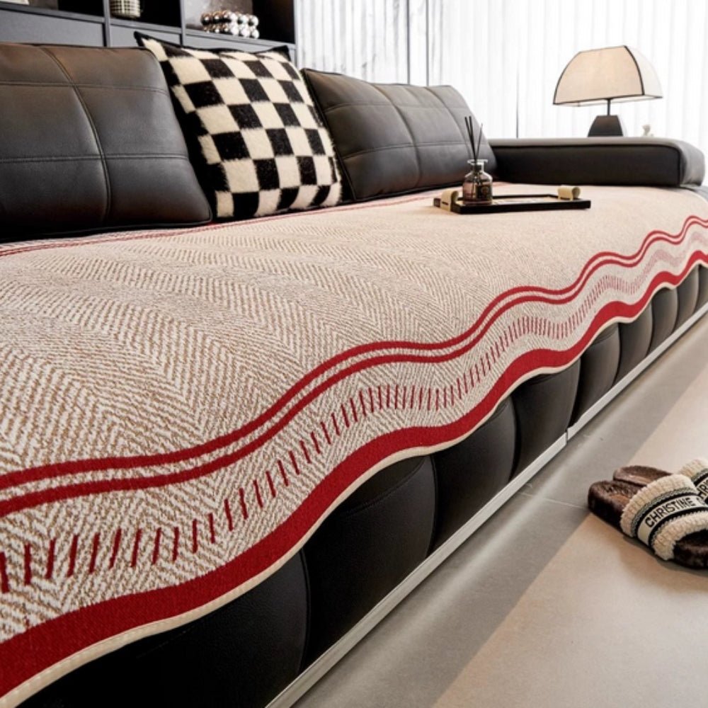Sofa Cover with Wave Edge Design - Sofa Covers - Crimson Crest - Seravelle Home