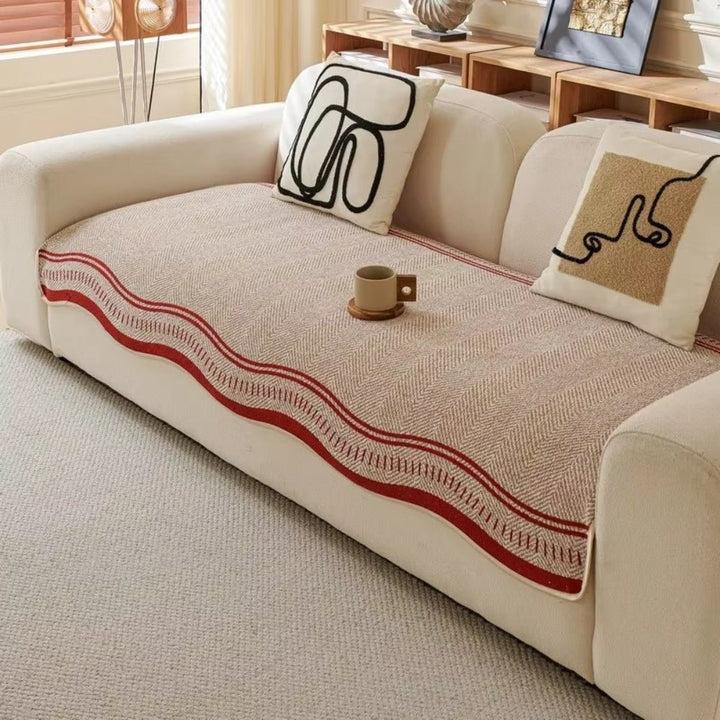 Sofa Cover with Wave Edge Design - Sofa Covers - Olive Charm - Seravelle Home