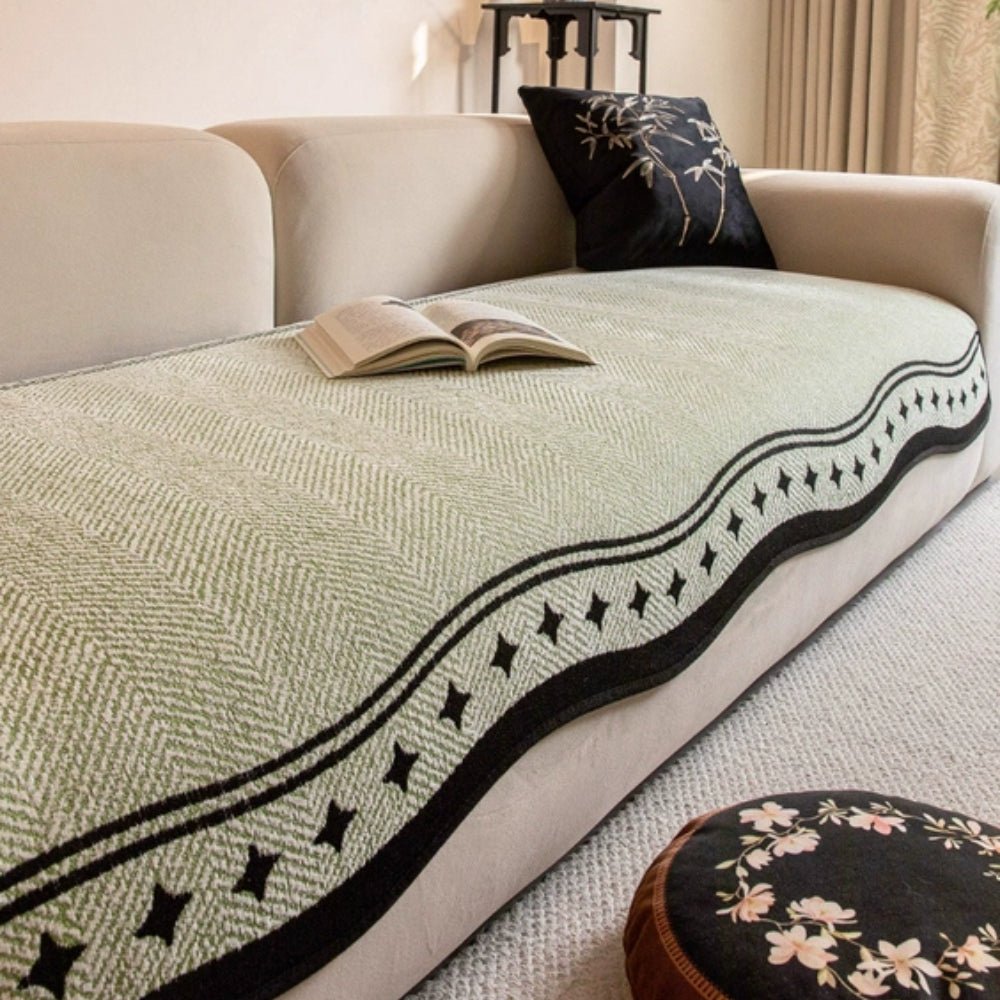 Sofa Cover with Wave Edge Design - Sofa Covers - Olive Charm - Seravelle Home