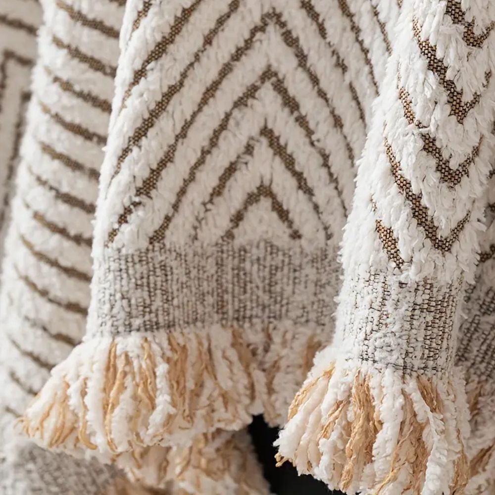 Sofa Protection Blanket with Herringbone Pattern and Non - Slip Back - Sofa Cover - Beige - Seravelle Home