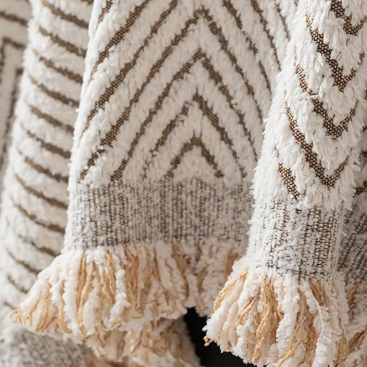 Sofa Protection Blanket with Herringbone Pattern and Non - Slip Back - Sofa Cover - Beige - Seravelle Home