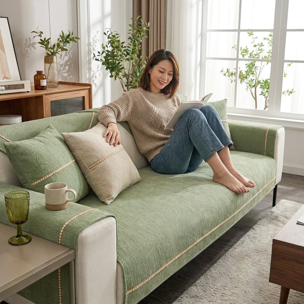 Sofa Protector and Textile Set for the Living Room - Sofa cover - Light Green - Seravelle Home