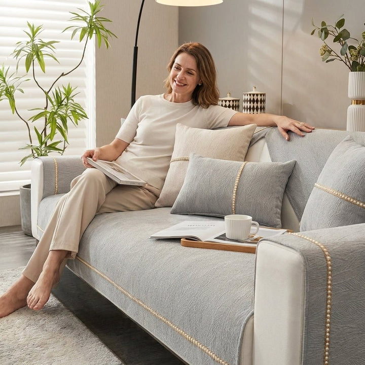 Sofa Protector and Textile Set for the Living Room - Sofa cover - Light Grey - Seravelle Home
