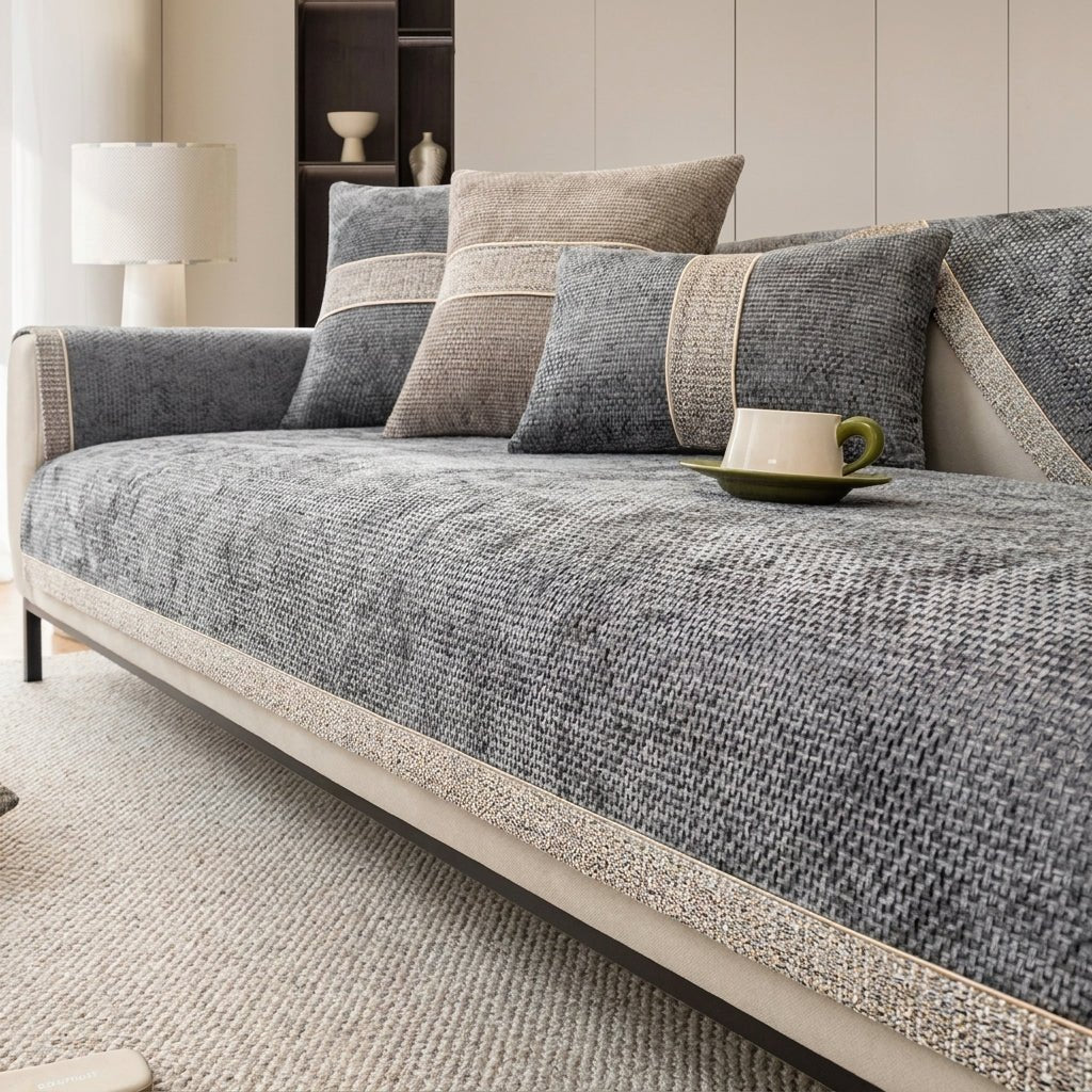 Sofa Protector and Textile Set for the Living Room - Sofa cover - Dark Grey - Seravelle Home