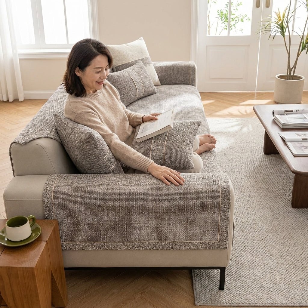 Sofa Protector and Textile Set for the Living Room - Sofa cover - Beige - Seravelle Home