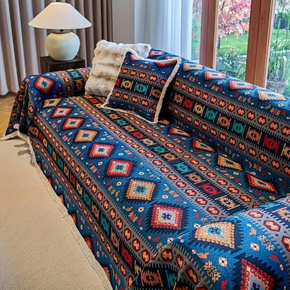 Sofa Throw Colorful Boho Pattern - Sofa Cover - 180x130 cm - Seravelle Home