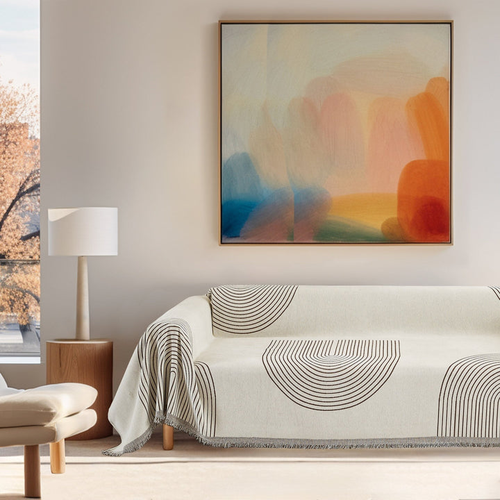 Sofa Throw with Modern Geometric Pattern - Sofa Cover - Cocoa - Seravelle Home
