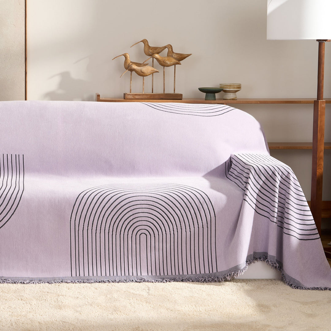 Sofa Throw with Modern Geometric Pattern - Sofa Cover - Ashen Taupe - Seravelle Home