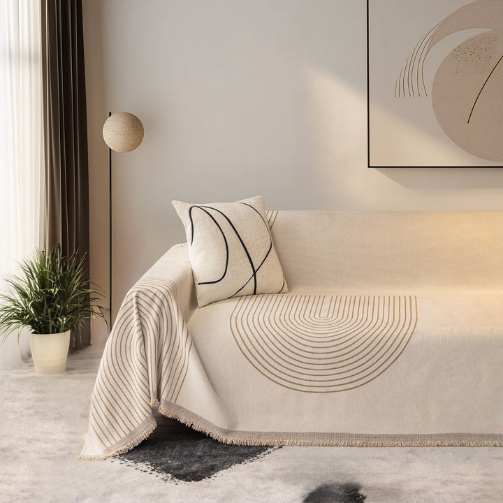 Sofa Throw with Modern Geometric Pattern - Sofa Cover - Mocha - Seravelle Home