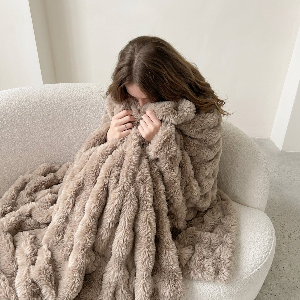 Soft Cozy Fluffy Bubble Textured Throw Blanket - Blanket - Coffee - Seravelle Home