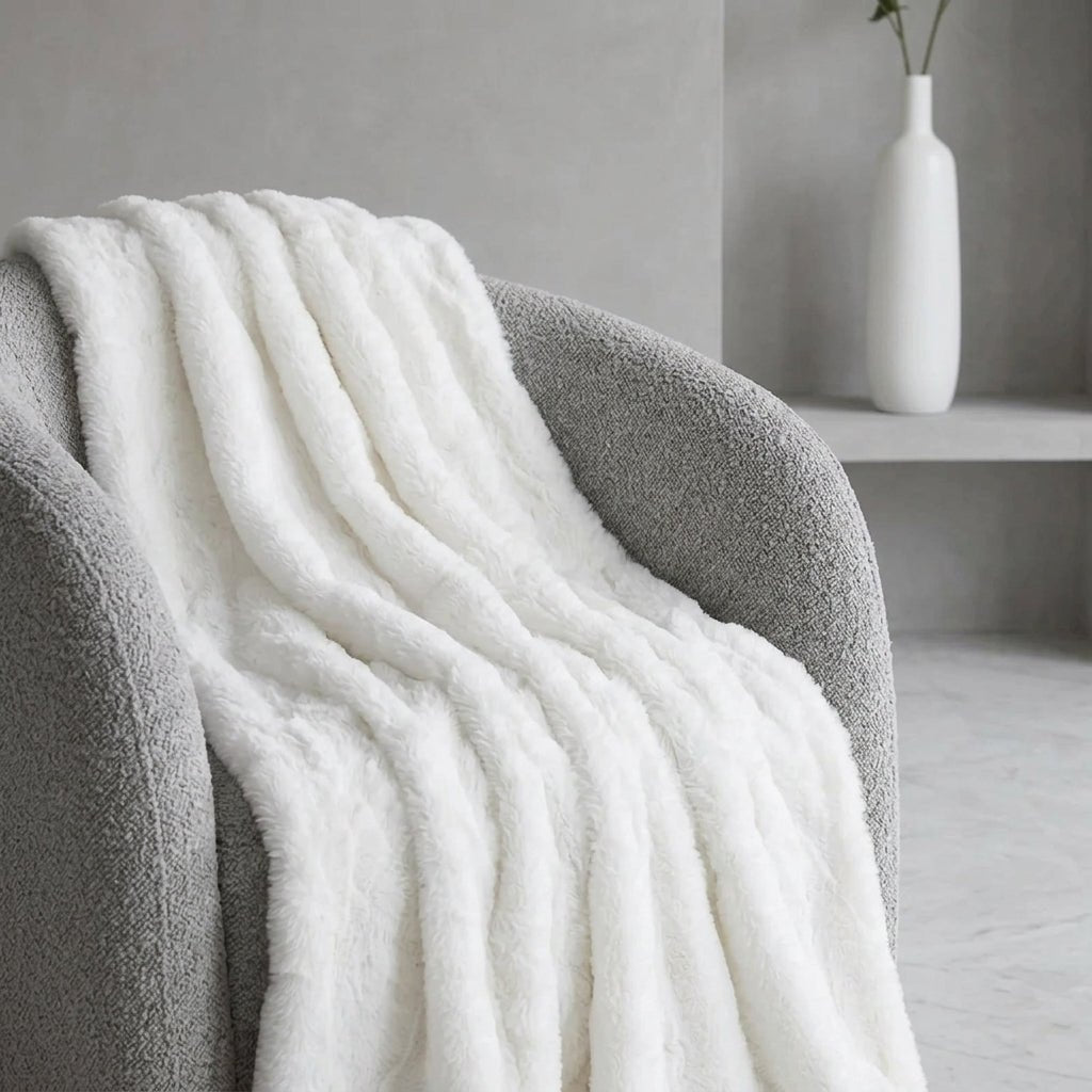 Soft Cozy Fluffy Bubble Textured Throw Blanket - Blanket - White - Seravelle Home